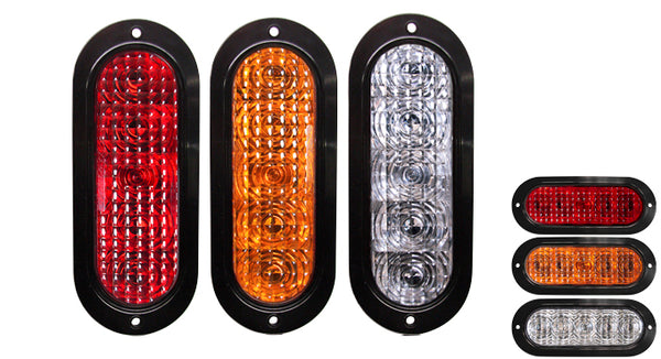 2 Pack Amber LED Oval Flange Marker Lights - Surface Mount Turn Signal & Parking Lights For Truck Trailer RV